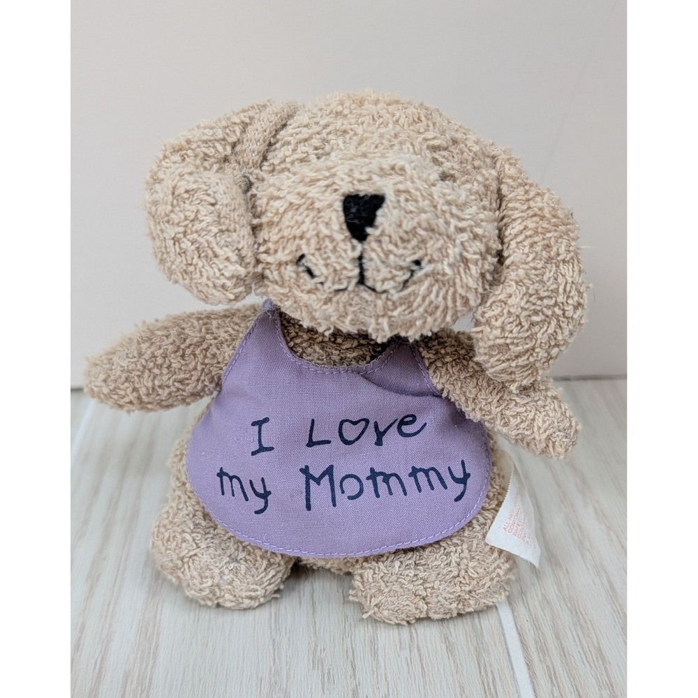 Russ Plush Home Buddies Beige Puppy Dog Love My Mommy Purple vintage Terrycloth